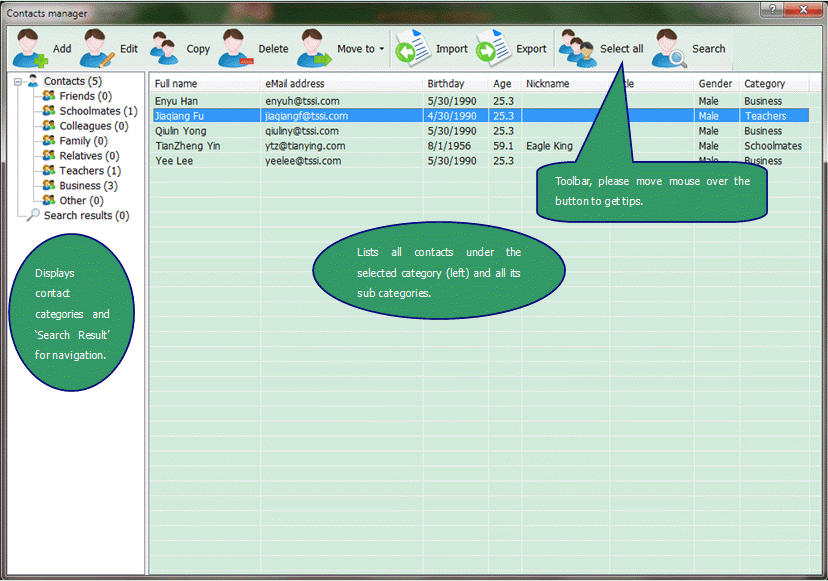 Personal Contacts Manager Interface Manual AMSBE Help