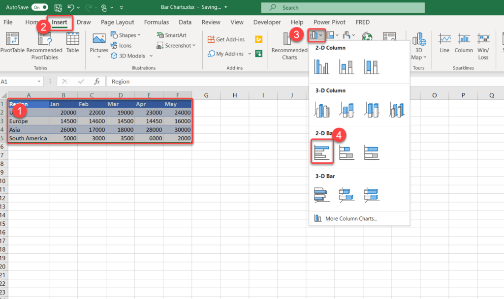 Excel Bar Charts Clustered, Stacked Template Automate Excel