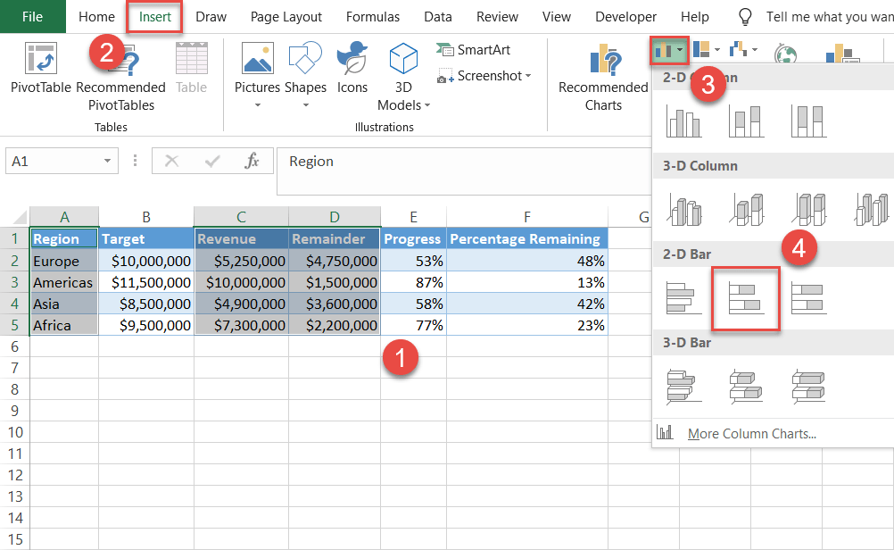 How to Create Progress Charts (Bar and Circle) in Excel Automate Excel