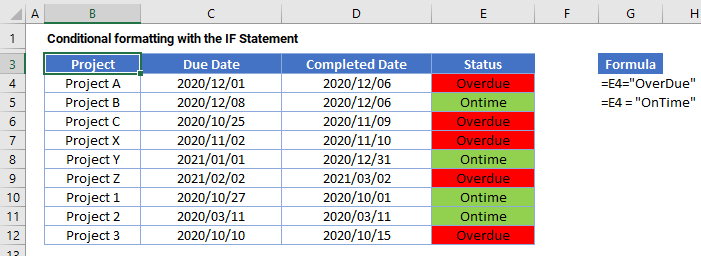 If Formula Set Cell Color w/ Conditional Formatting Excel & Google