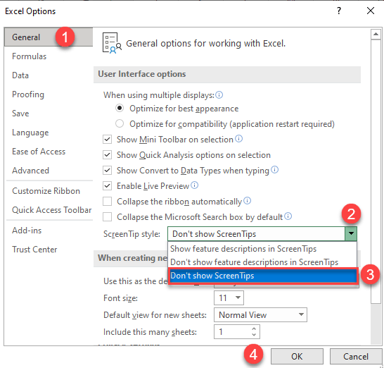 How to Show or Hide MouseOver ScreenTips in Excel Automate Excel