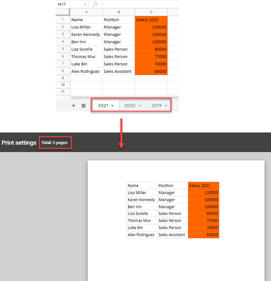 Print All Tabs / Sheets in Excel or Google Sheets Workbook Automate Excel