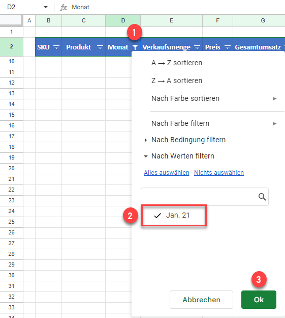 Gefilterte Zeilen in Excel und Google Sheets löschen Automate Excel