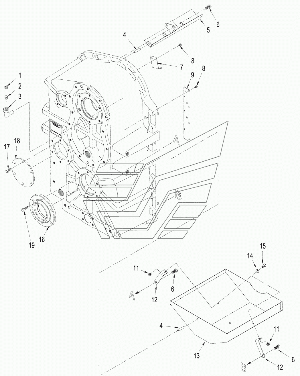 POWER SHIFT TRANSMISSION REAR HOUSING STX530 Steiger (Чертеж № 96