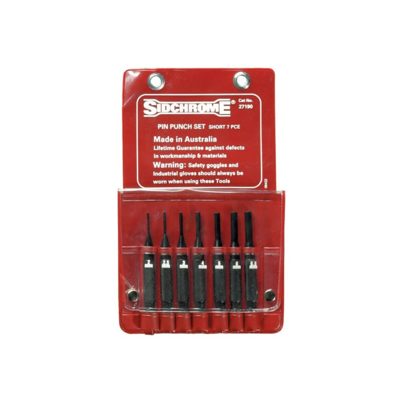 Sidchrome Short 7 Piece Pin Punch Set SCMT27190 Autotech Tools