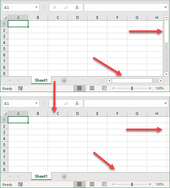How to Hide Vertical and Horizontal Scroll Bars in Excel Auto VBA