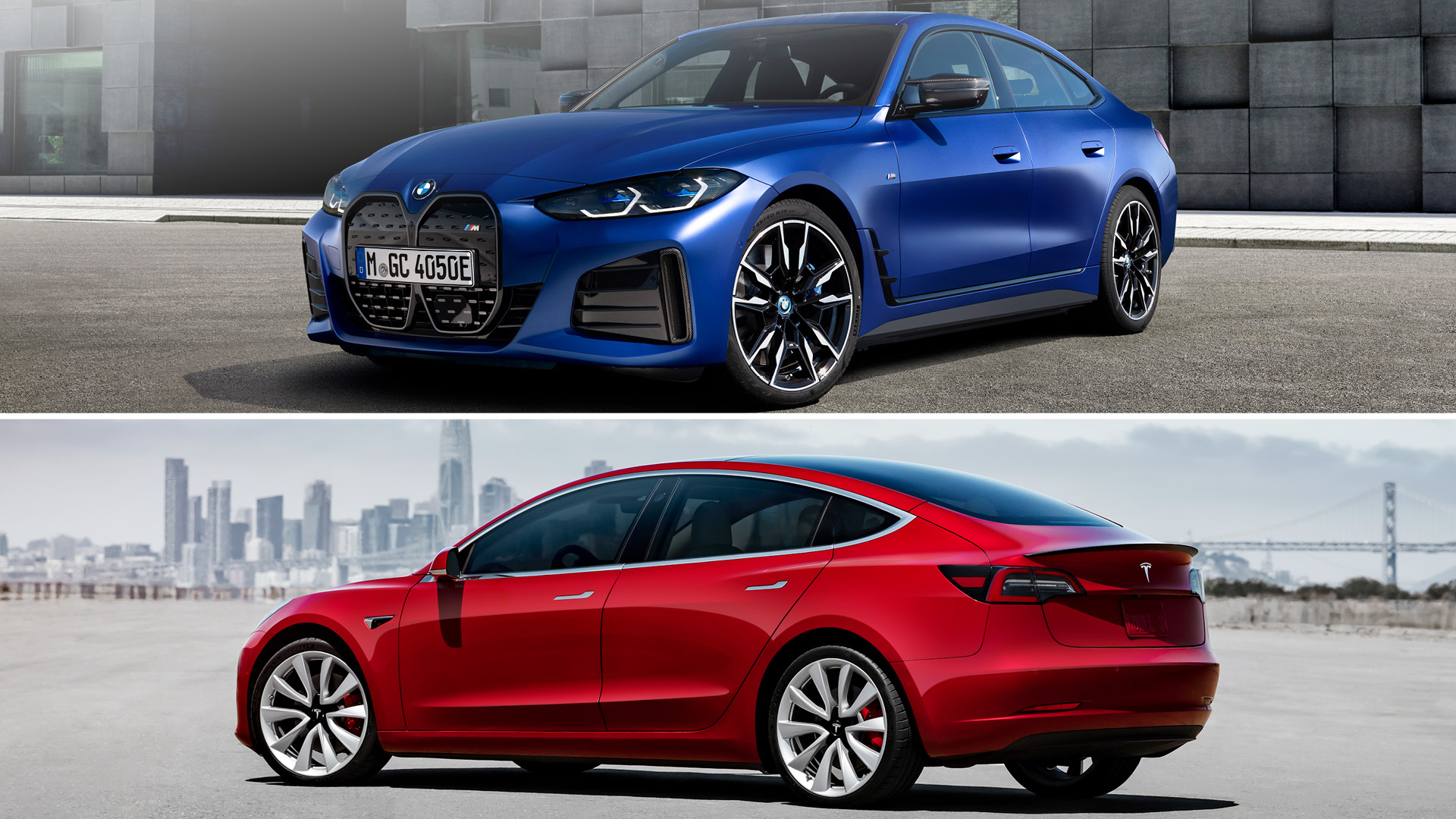 BMW i4 is helemaal hier zo doetie het tegenover een Tesla Model 3