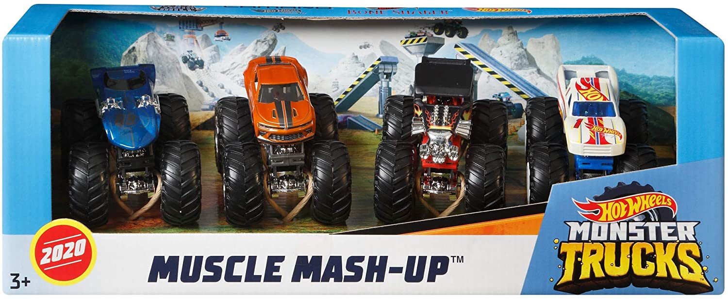 Hot Wheels Monster Trucks Muscle Mash Up 4 Pack