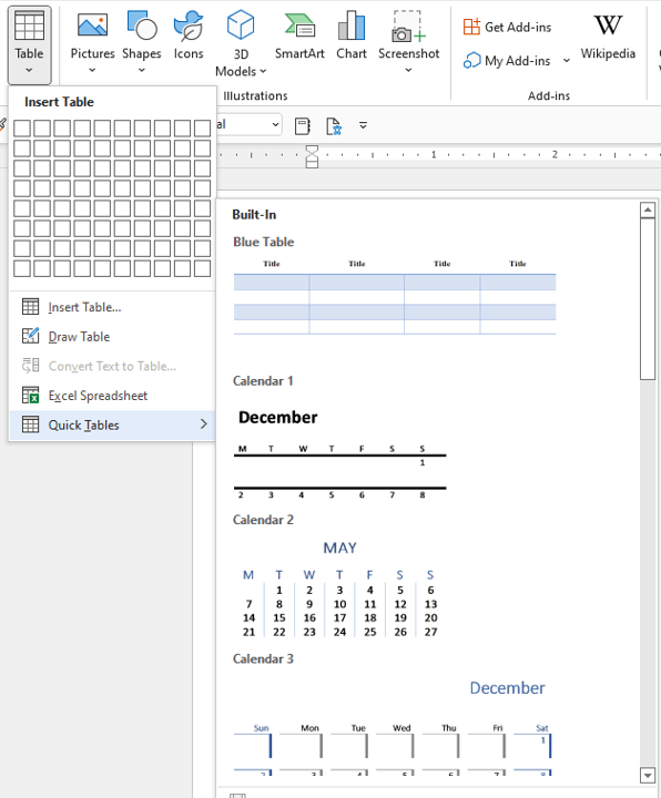 4 Ways to Create a Table in Word