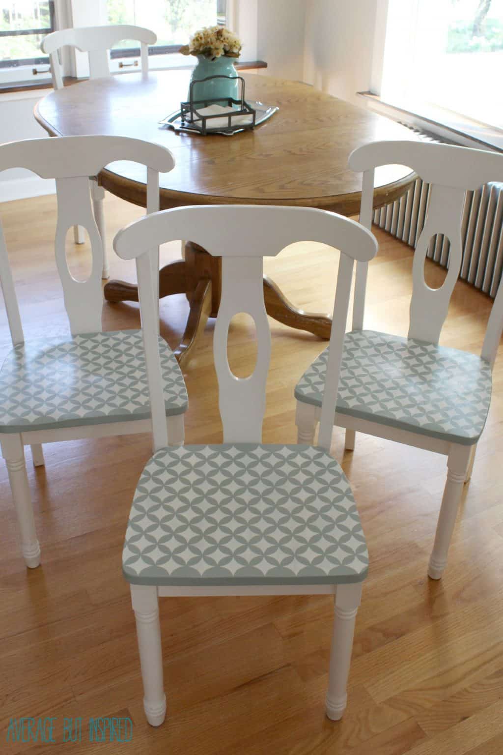Stenciled Chair Seats A Thrifty and Fun Kitchen Chair Makeover
