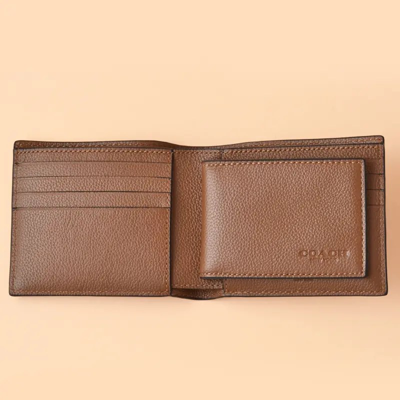 Coach Compact ID Wallet in Gift Set Dark Saddle Averand