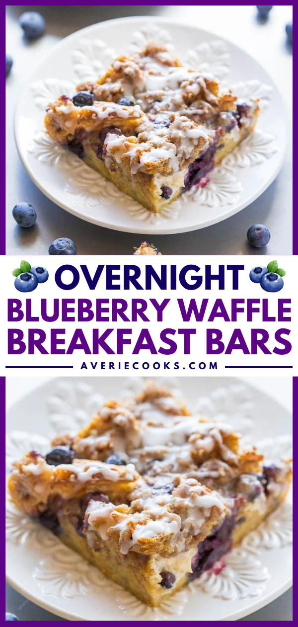 Overnight Blueberry Waffle Breakfast Bars Averie Cooks