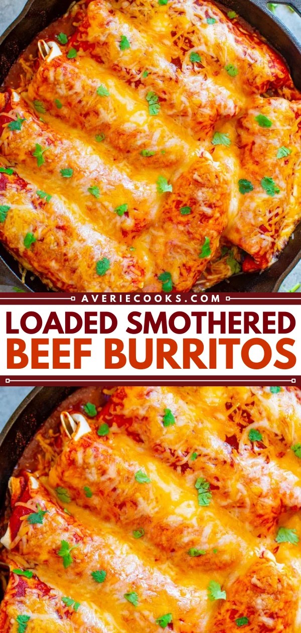 Easy Smothered Beef Burritos Recipe Averie Cooks