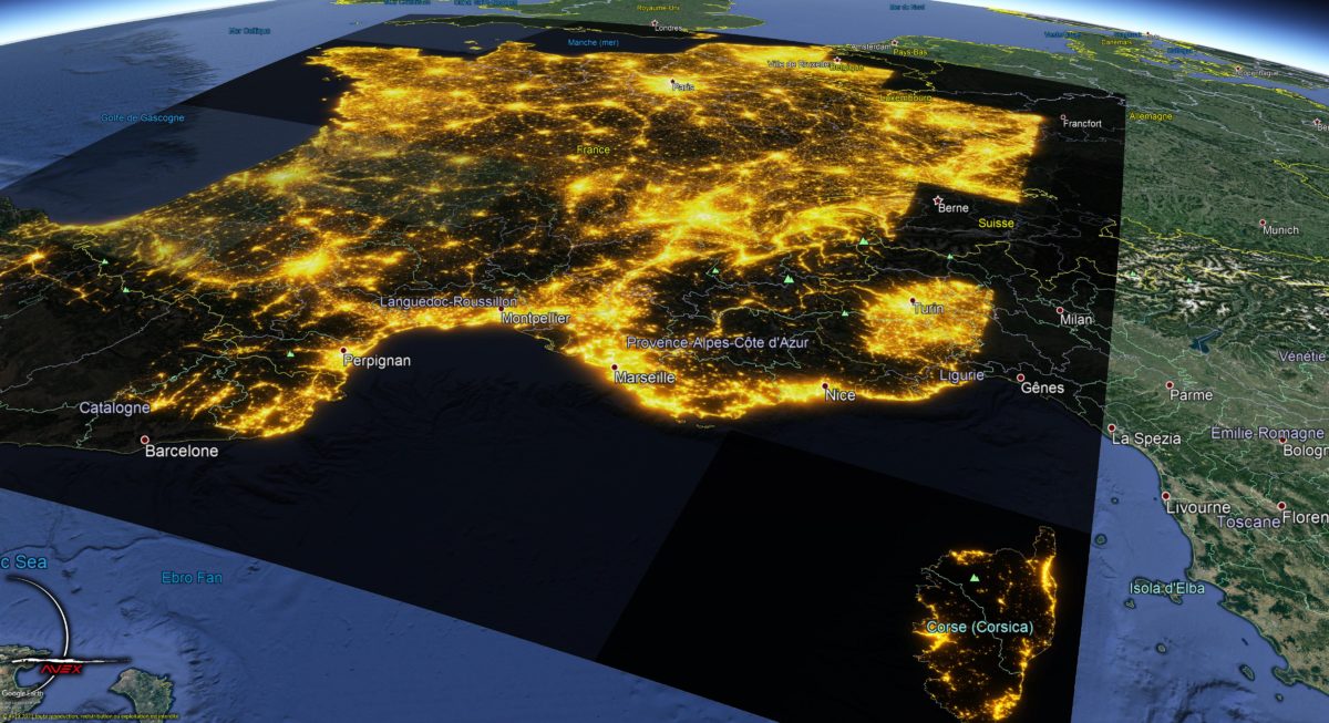 Pain Points Carte de pollution lumineuse de la France 2020 finale Les dossiers AVEX