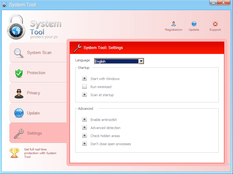 Avviso relativo a un falso programma antivirus denominato "System Tool"