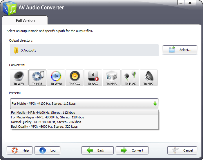 AV Audio Converter Features Convert Audio Files among All Popular
