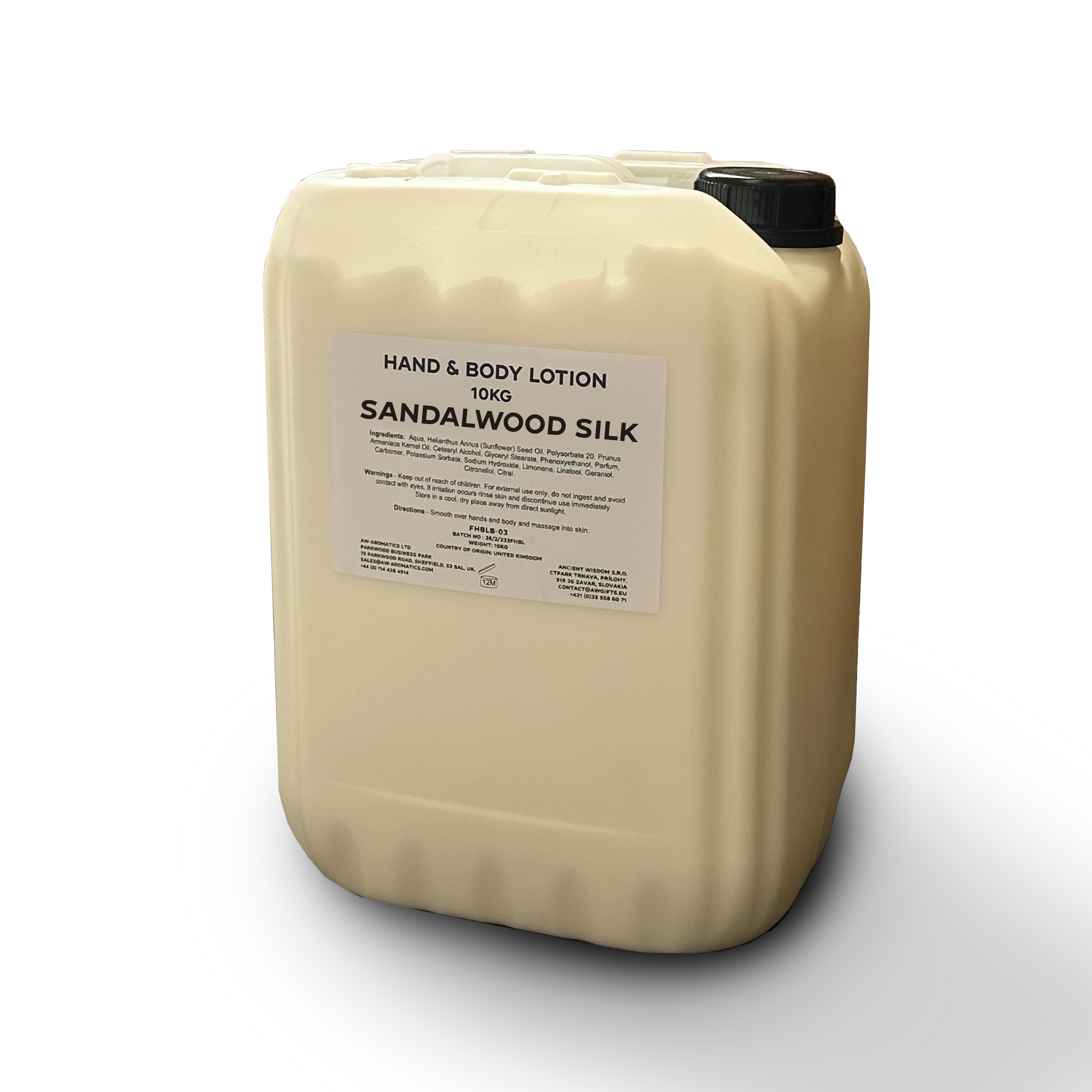 Sandalwood Silk Hand and Body Lotion (KG) AW Aromatics White Label Personalised Giftware