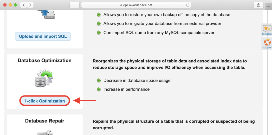 How Can I Reduce the Size of a MySQL Database? KB AwardSpace