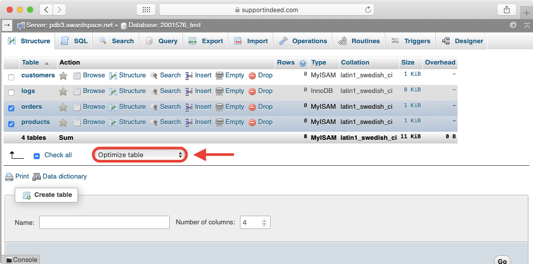 How Can I Reduce the Size of a MySQL Database? KB AwardSpace