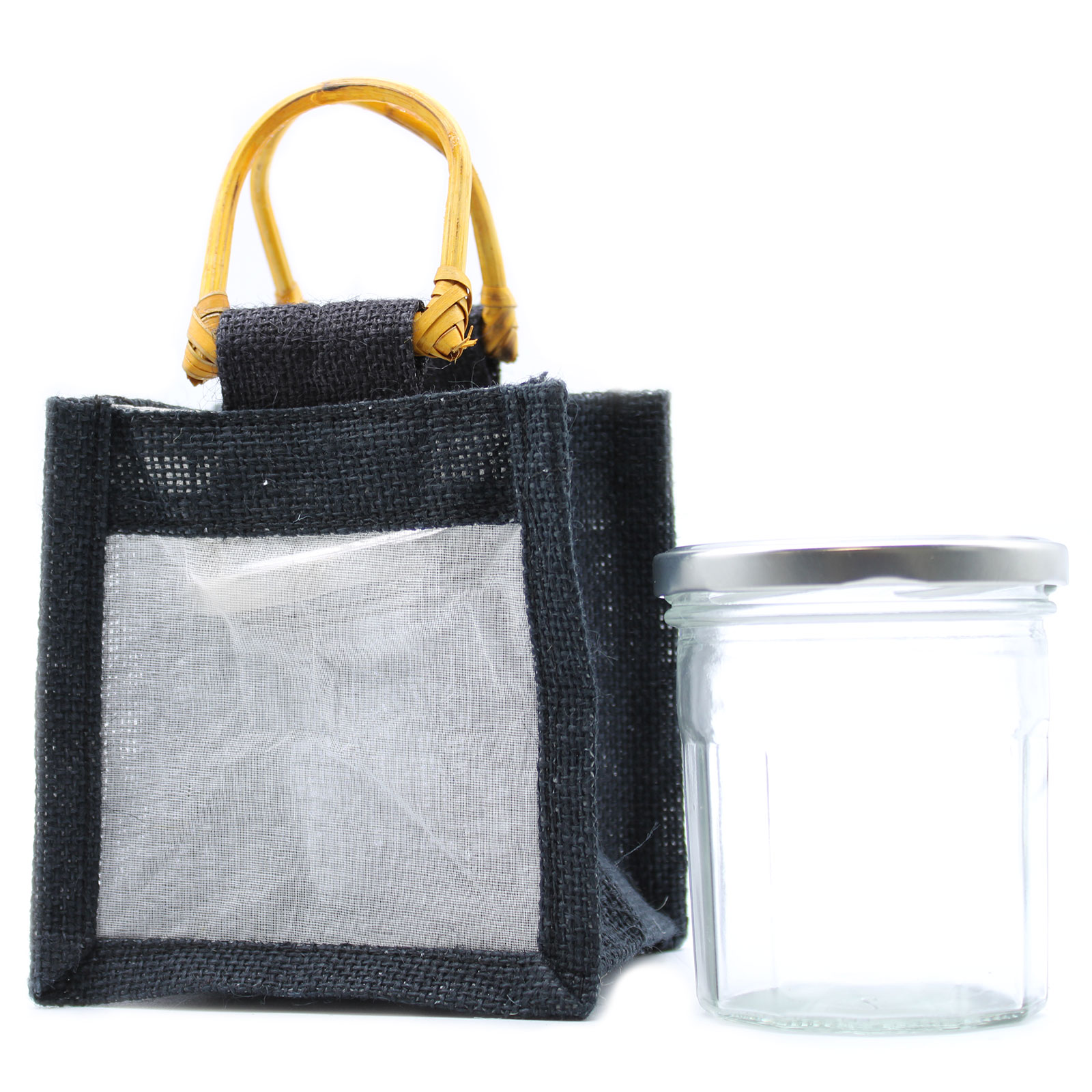 Sachets en Jute et Coton 1 Fenêtre Noir