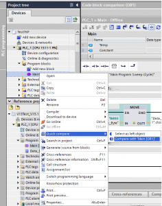Siemens: How to perform an offline/offline project comparison in TIA
