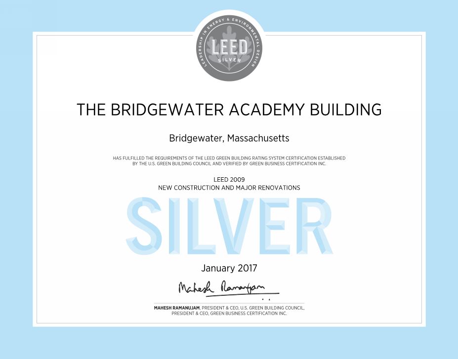 Bridgewater Academy Building Won LEED Silver Certification « Air Water