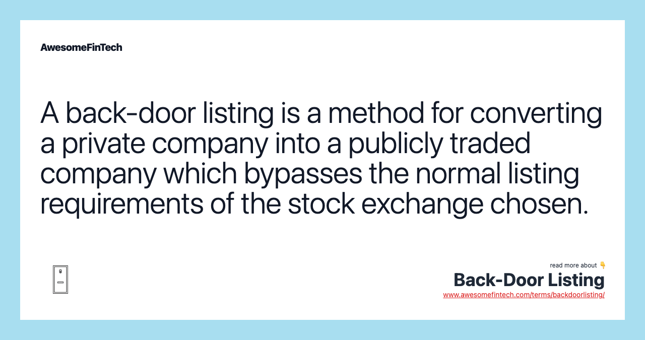 BackDoor Listing AwesomeFinTech Blog