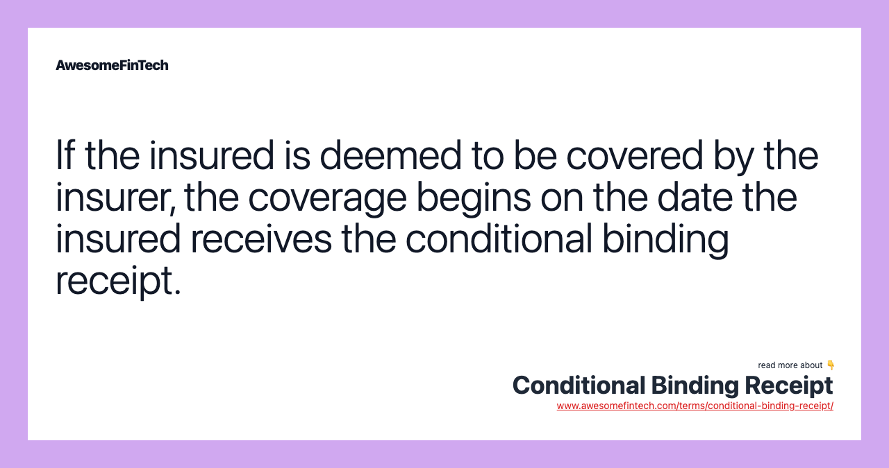 Conditional Binding Receipt AwesomeFinTech Blog