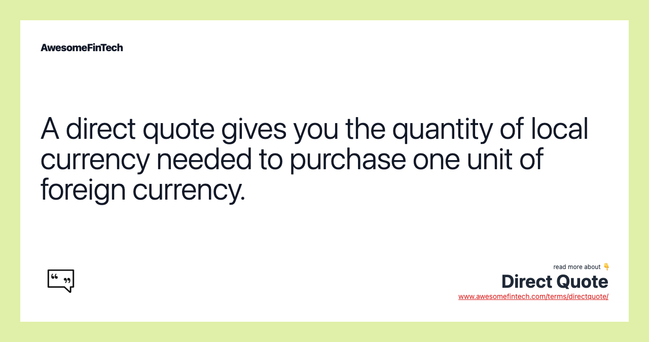 Direct Quote AwesomeFinTech Blog