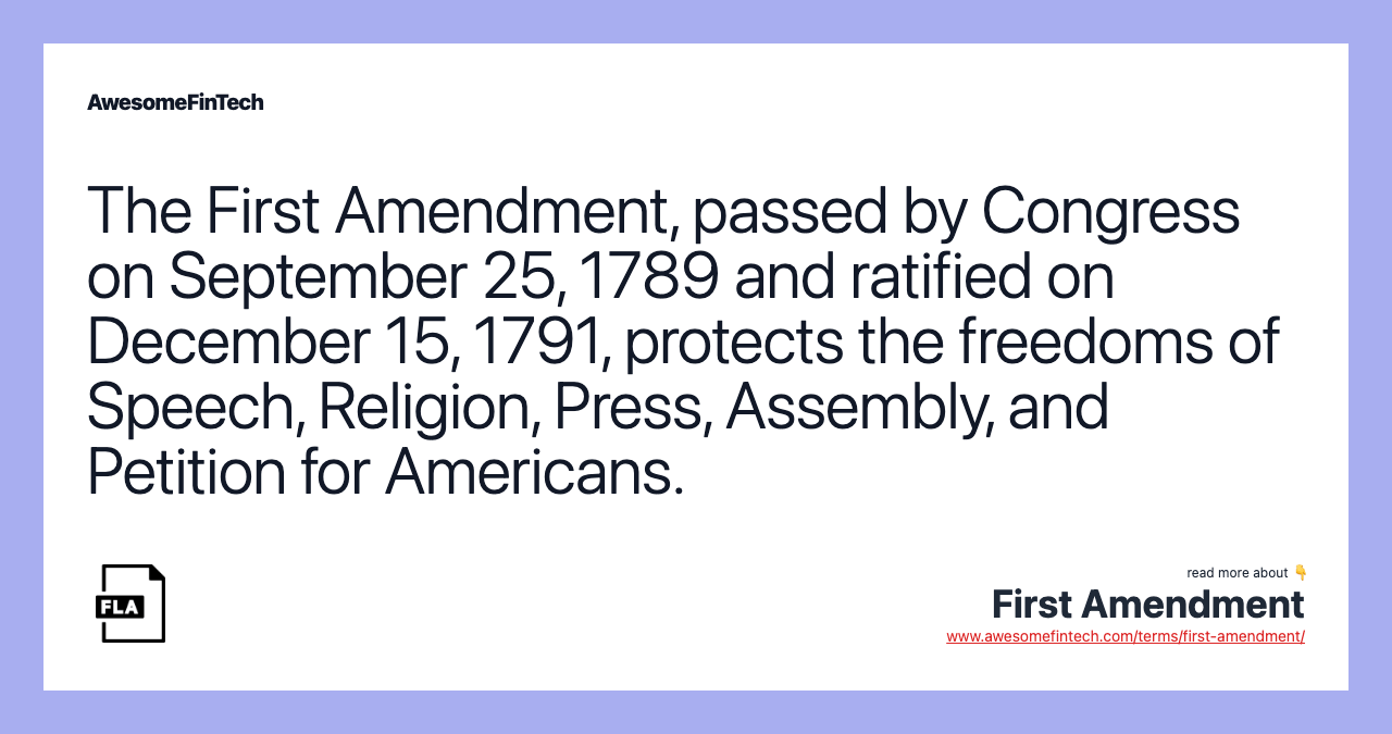 First Amendment AwesomeFinTech Blog