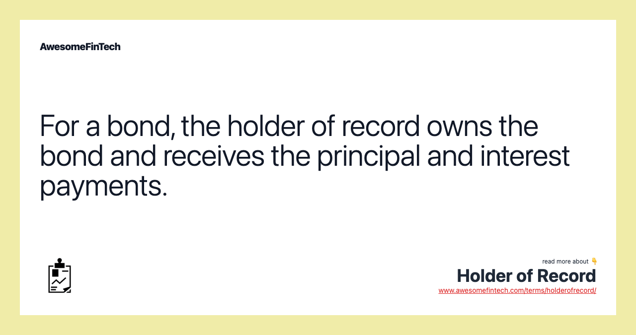 Holder of Record AwesomeFinTech Blog