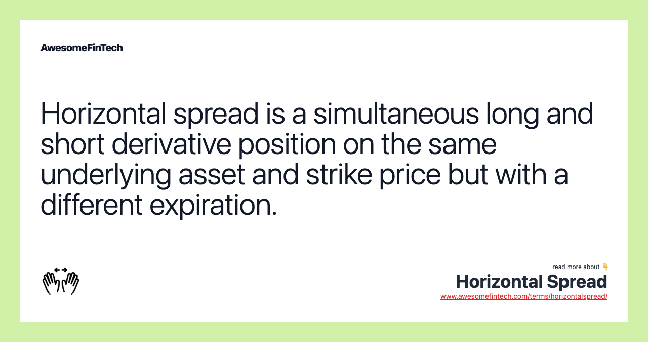 Horizontal Spread AwesomeFinTech Blog