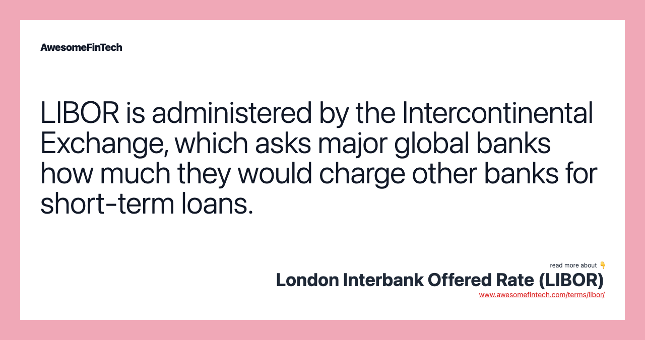 London Interbank Offered Rate (LIBOR) AwesomeFinTech Blog