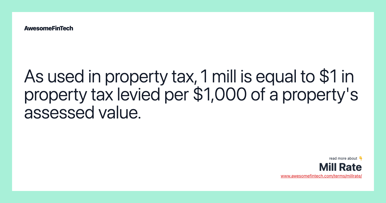 Mill Rate AwesomeFinTech Blog