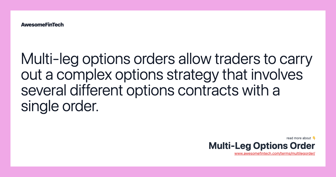 MultiLeg Options Order AwesomeFinTech Blog