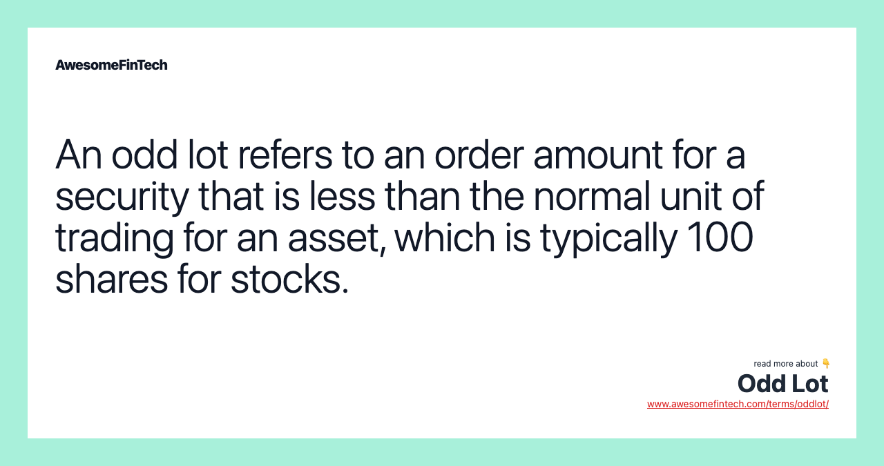 Odd Lot AwesomeFinTech Blog