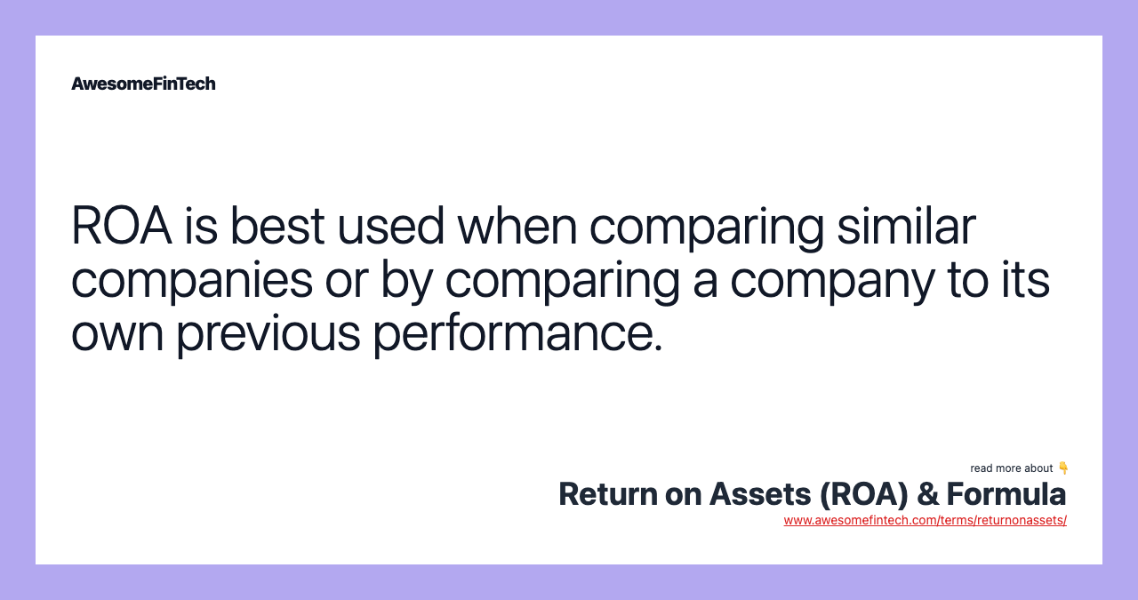 Return on Assets (ROA) & Formula AwesomeFinTech Blog