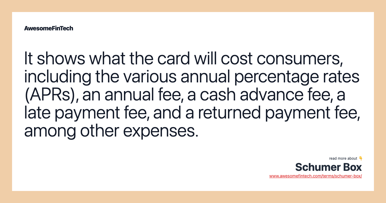 Schumer Box AwesomeFinTech Blog