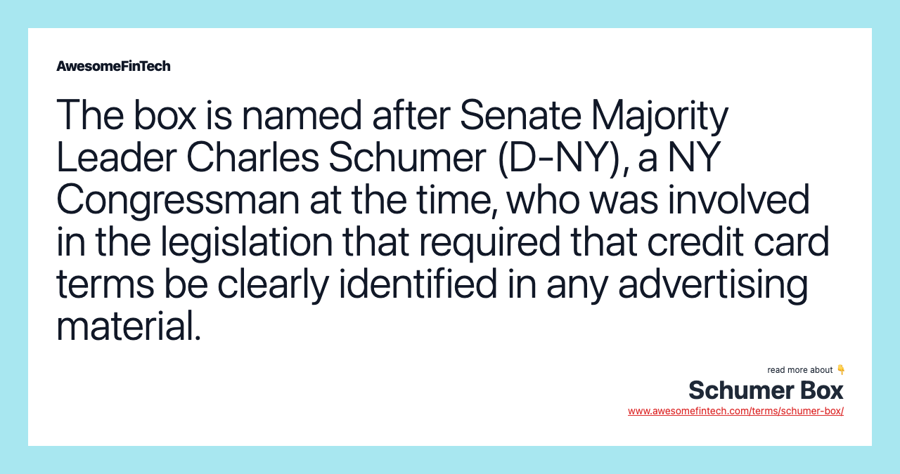 Schumer Box AwesomeFinTech Blog