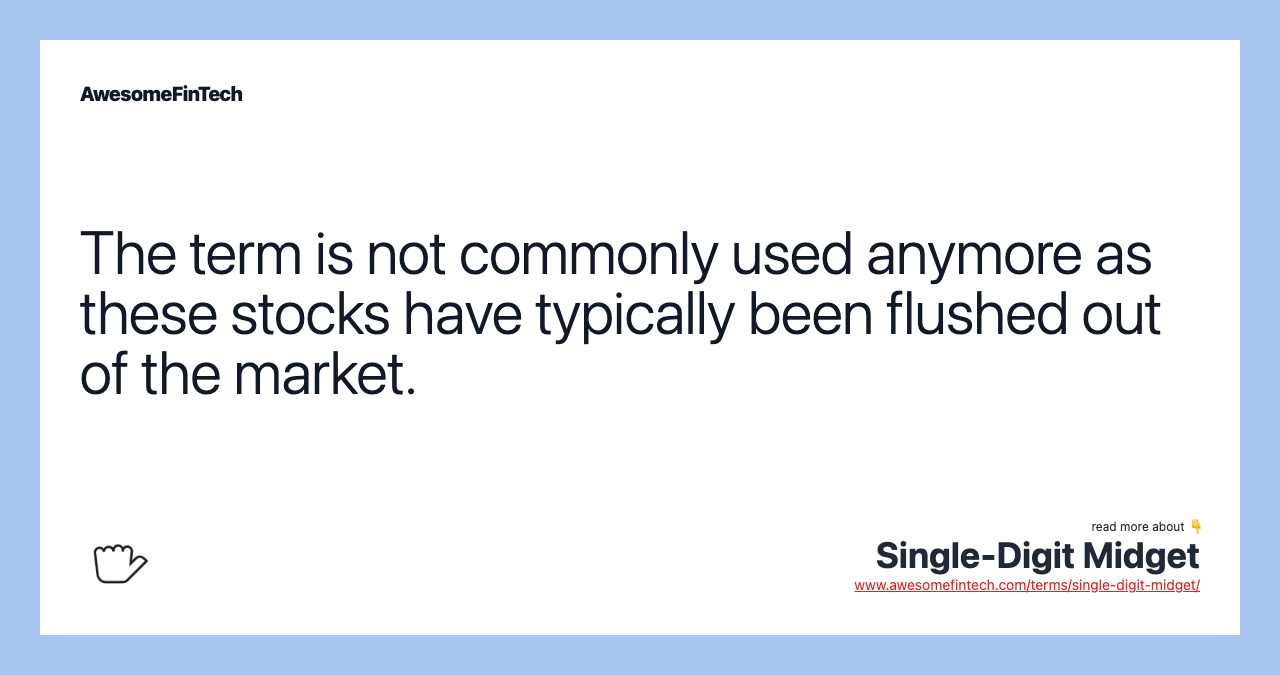 SingleDigit Midget AwesomeFinTech Blog