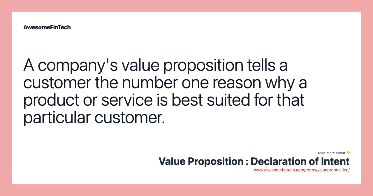 Value Proposition Declaration of Intent AwesomeFinTech Blog