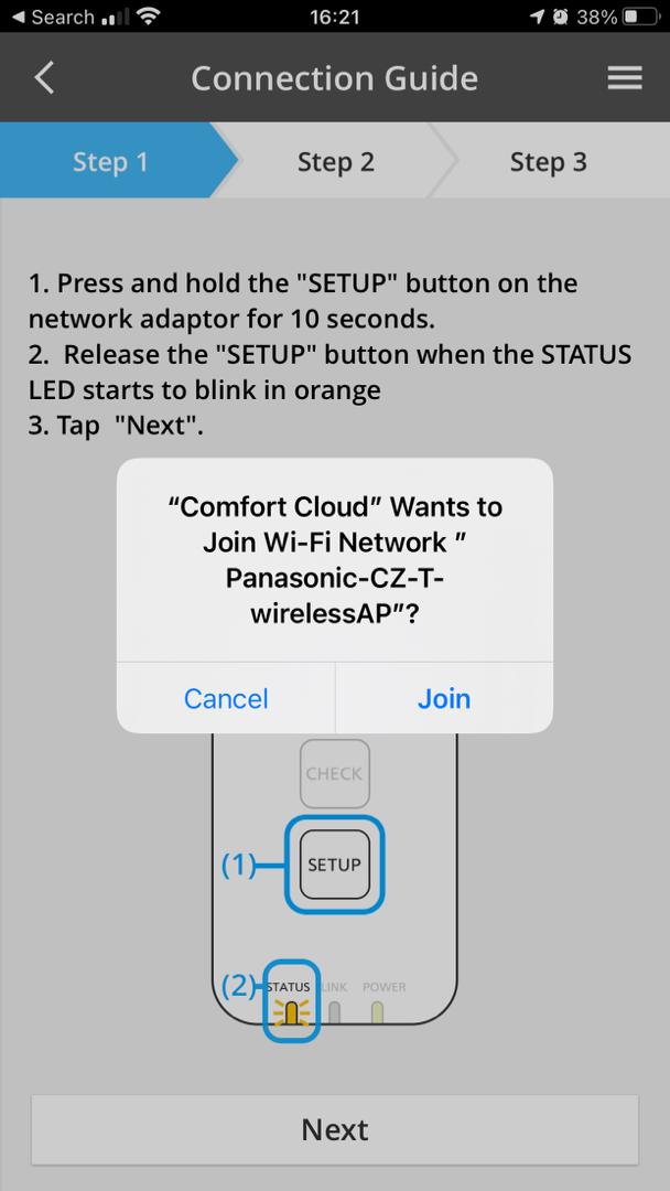 Panasonic Wifi Aircond Network Error using Panasonic Smart Wifi Control