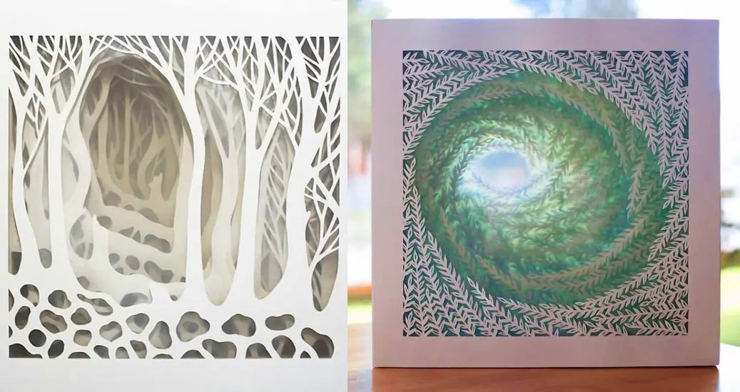 Artist Meticulously Cuts Paper Into Detailed Layers That Look Like Little Windows Into Different