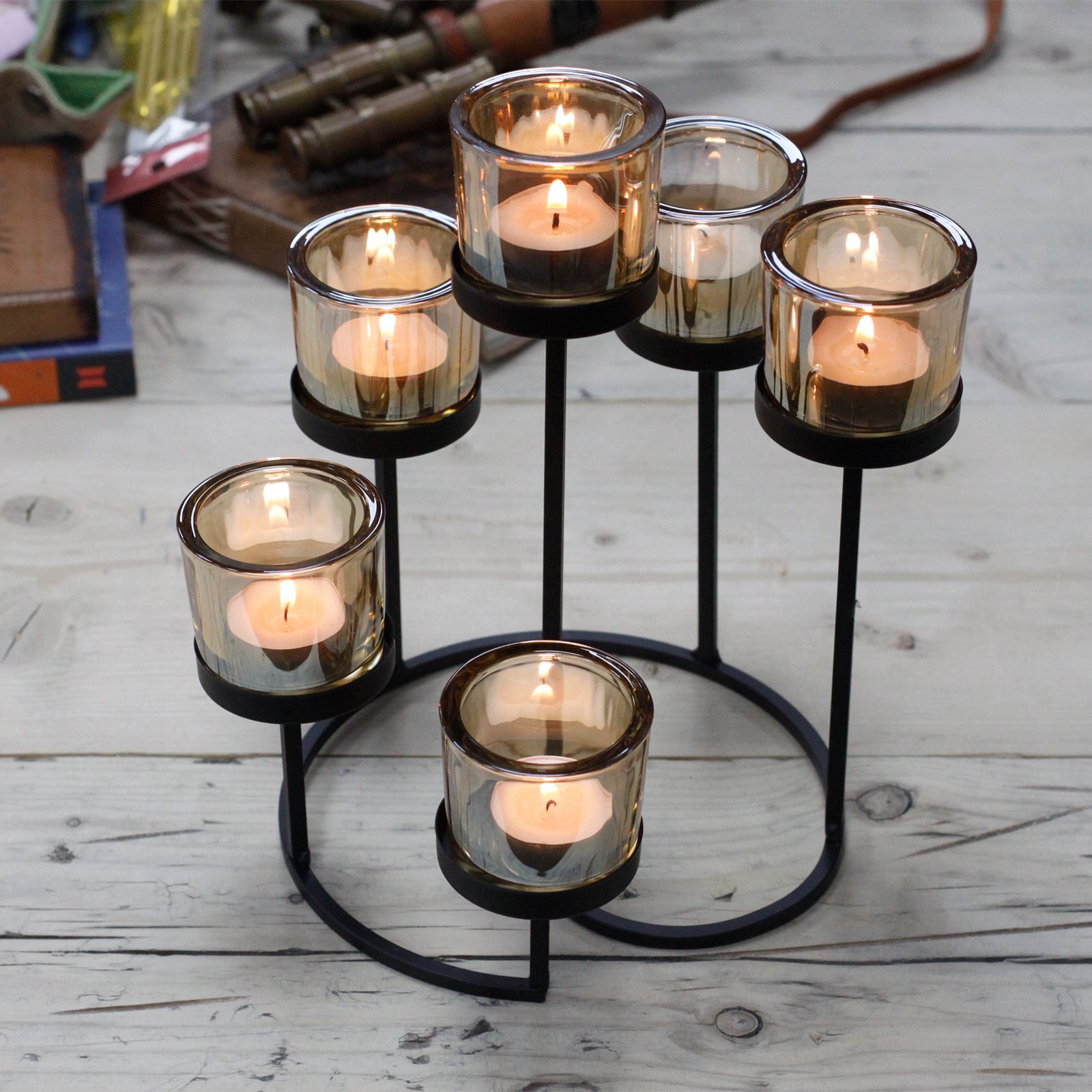 Wholesale Centrepiece Iron Votive Candle Holder 6 Cup Circle Tree