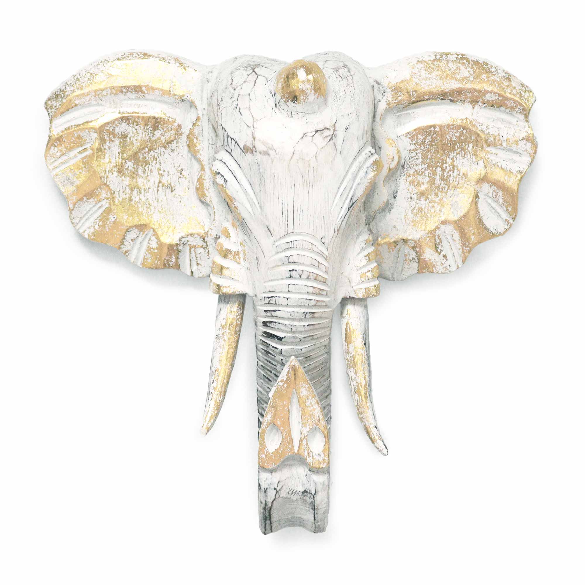 Wholesale Large Elephant Head Gold & Whitewash AWGifts Europe
