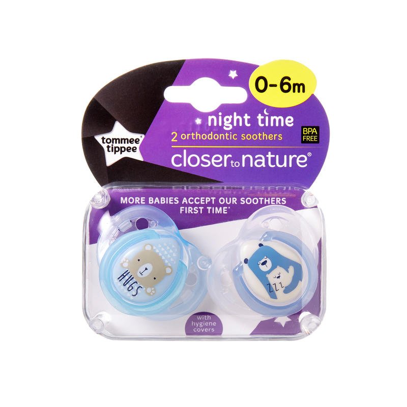 Tommee Tippee CTN Night Time Soother 0 to 6 Months X 2 (Assorted