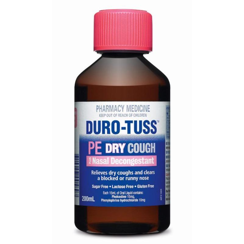 DuroTuss PE Dry Cough Nasal Decongestant Liquid 200ml 澳洲生活网
