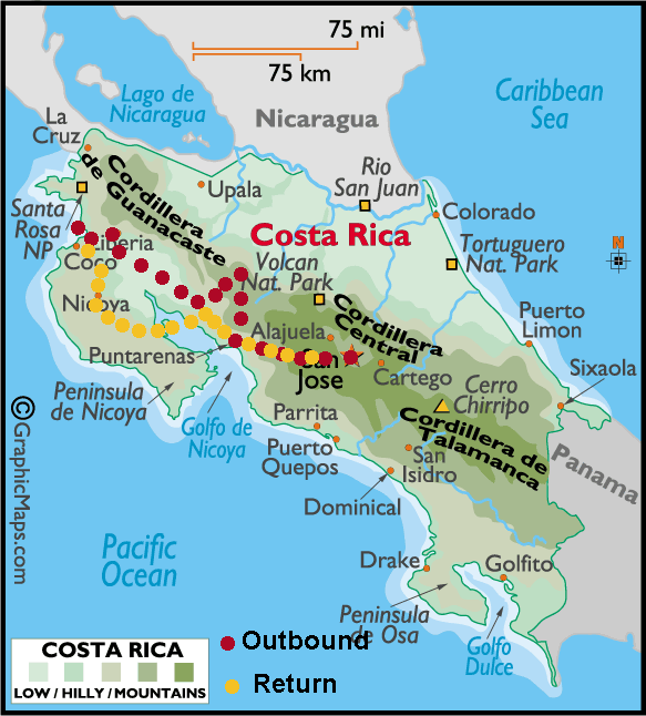 Road Map Of Costa Rica Map