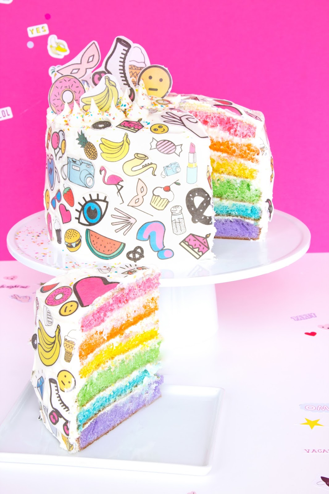 » DIY Rainbow Sticker Cake