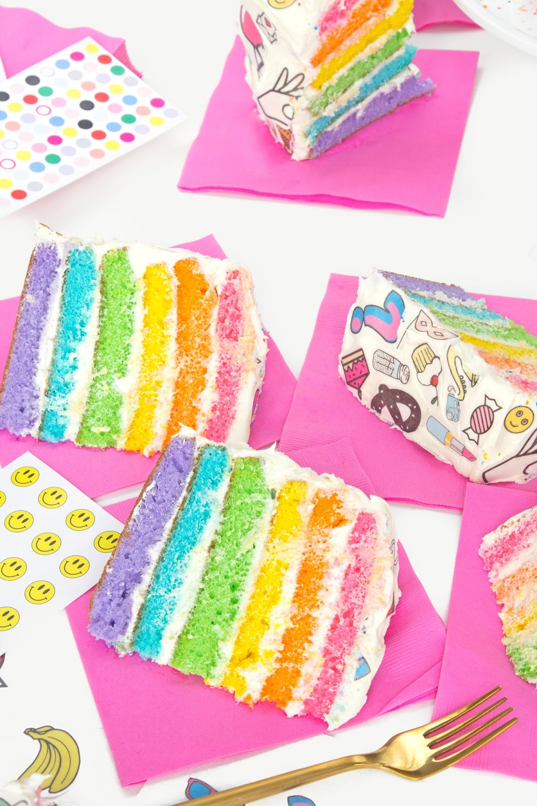 » DIY Rainbow Sticker Cake